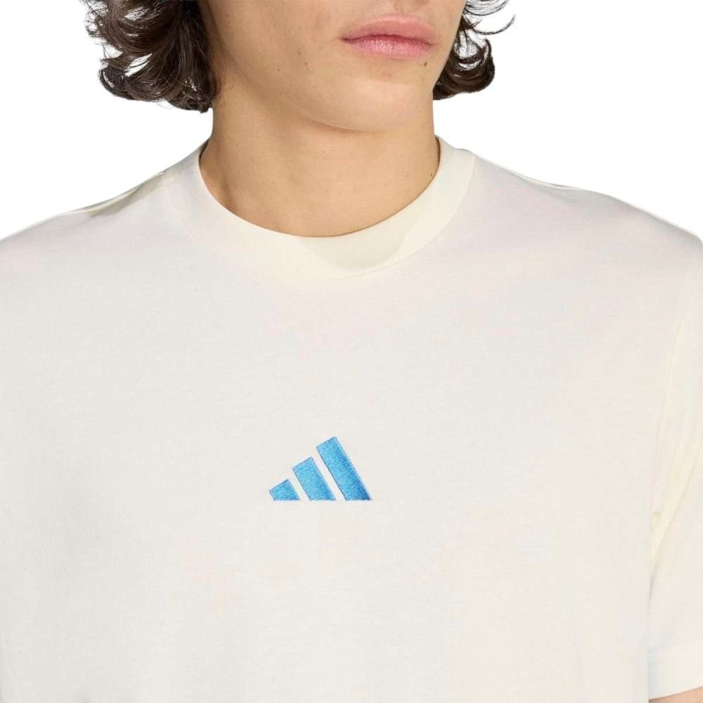 Camiseta Adidas Essentials 3 Stripes Masculina Bege 4
