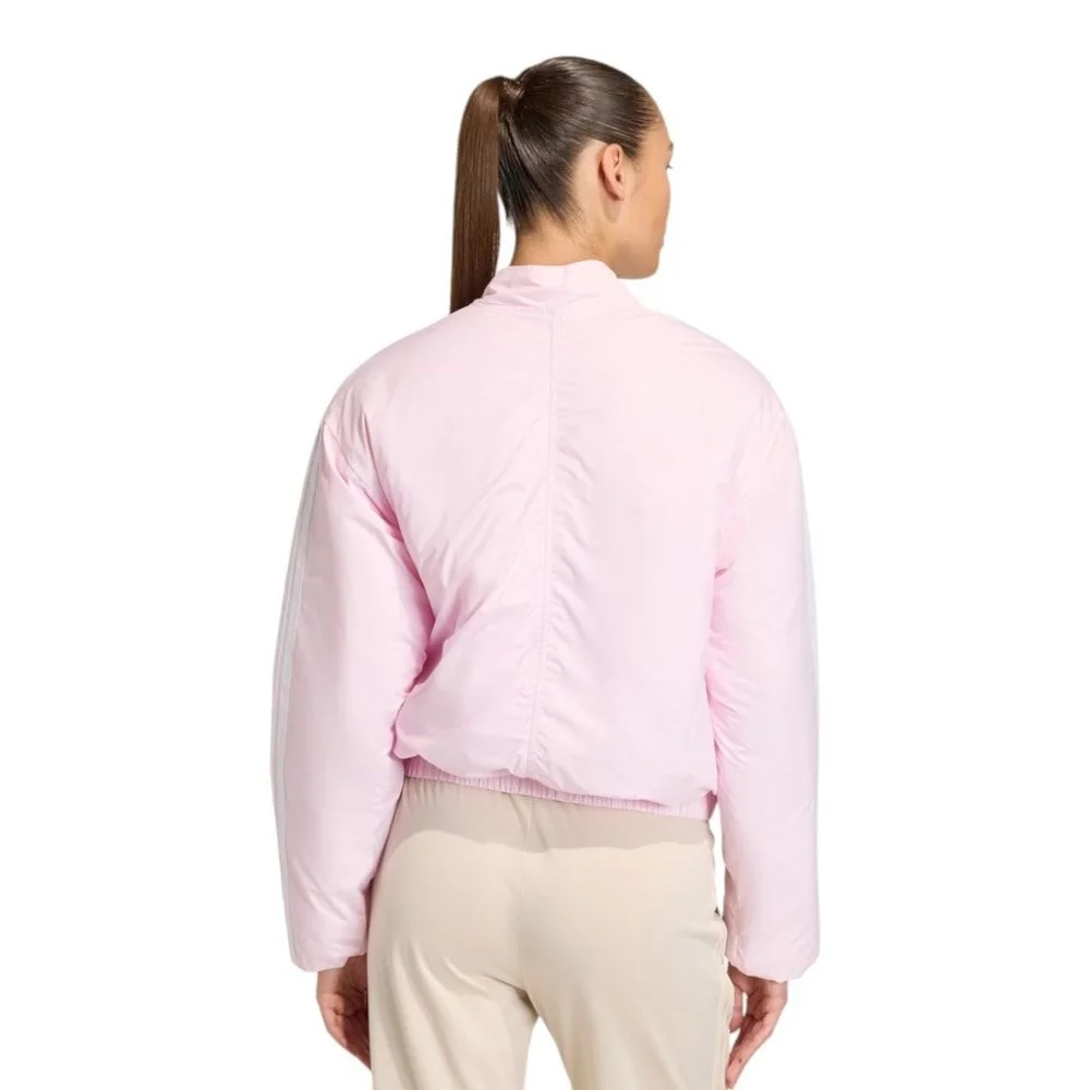 Jaqueta Adidas Bomber Essentials 3 Stripes Feminina Rosa 2