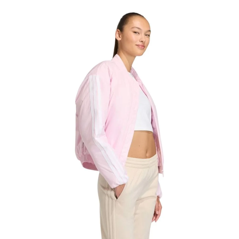 Jaqueta Adidas Bomber Essentials 3 Stripes Feminina Rosa 3
