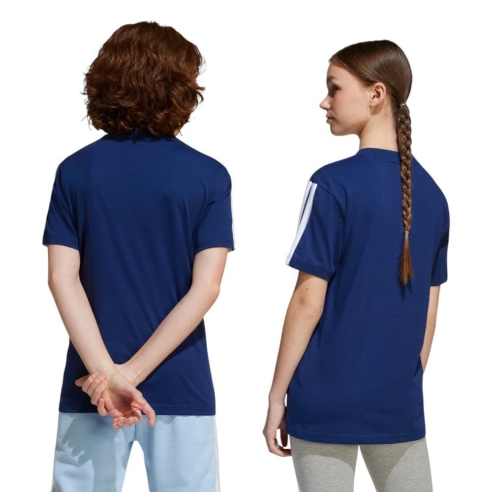 Camiseta Adidas Essentials 3 Stripes Infantil Marinho 2