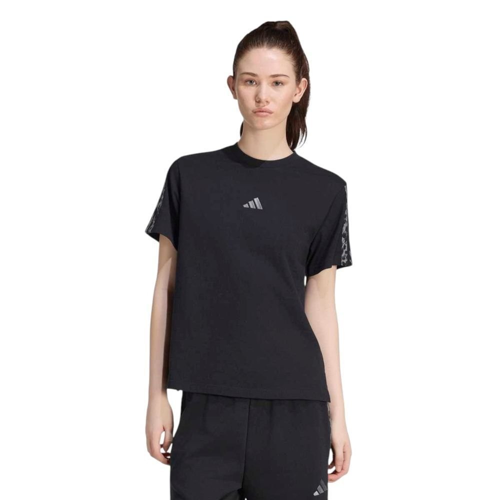 Camiseta Adidas Seasonal Essentials Animal Print 3-Stripes Feminina