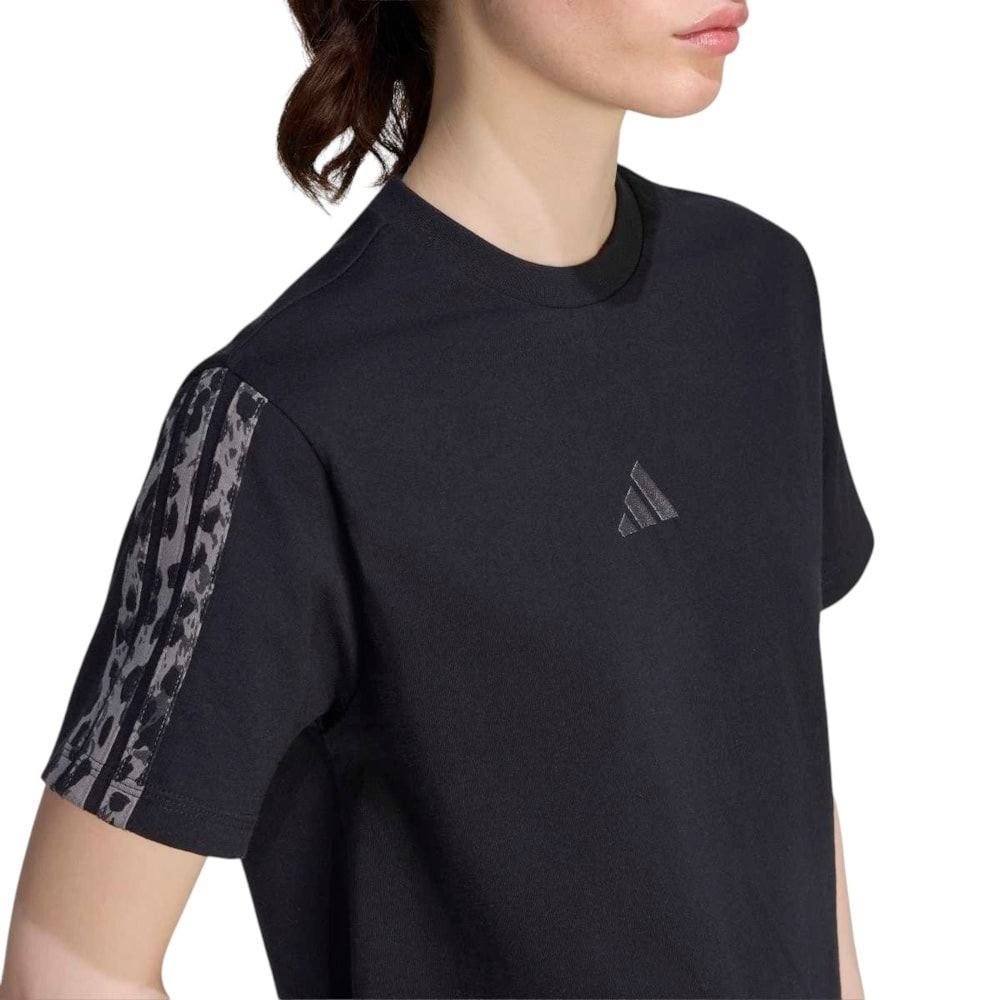 Camiseta Adidas Seasonal Essentials Animal Print 3-Stripes Feminina Preto 4