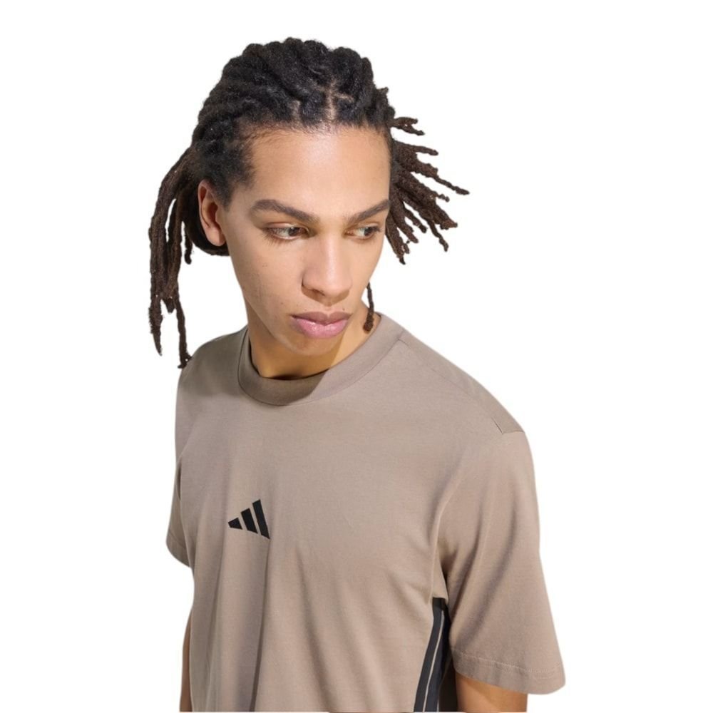 Camiseta Adidas D4T Workout 3 Listras Masculina Marrom 3