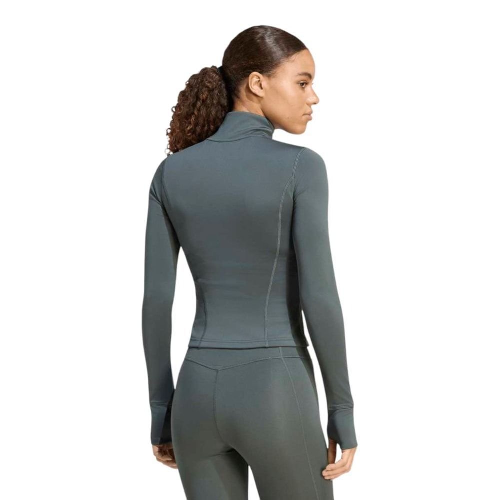 Jaqueta Adidas Optime Essentials Zíper Feminina Cinza 2