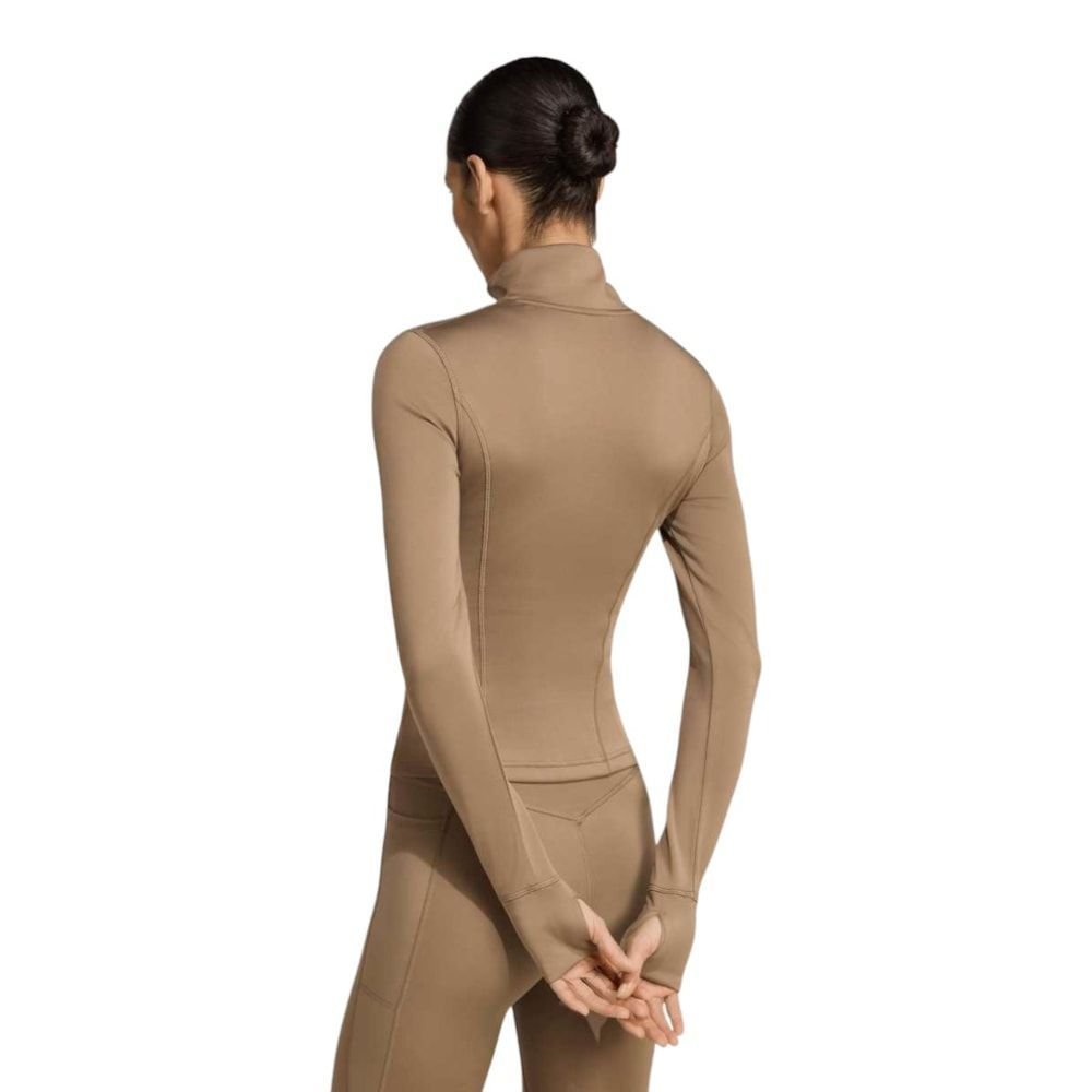 Jaqueta Adidas Optime Essentials Zíper Feminina Marrom 2