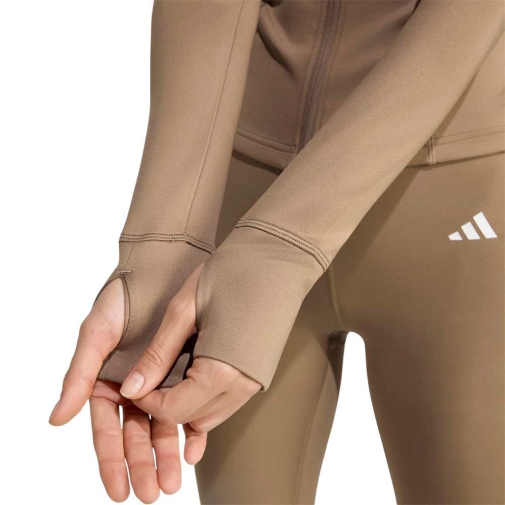 Jaqueta Adidas Optime Essentials Zíper Feminina Marrom 3