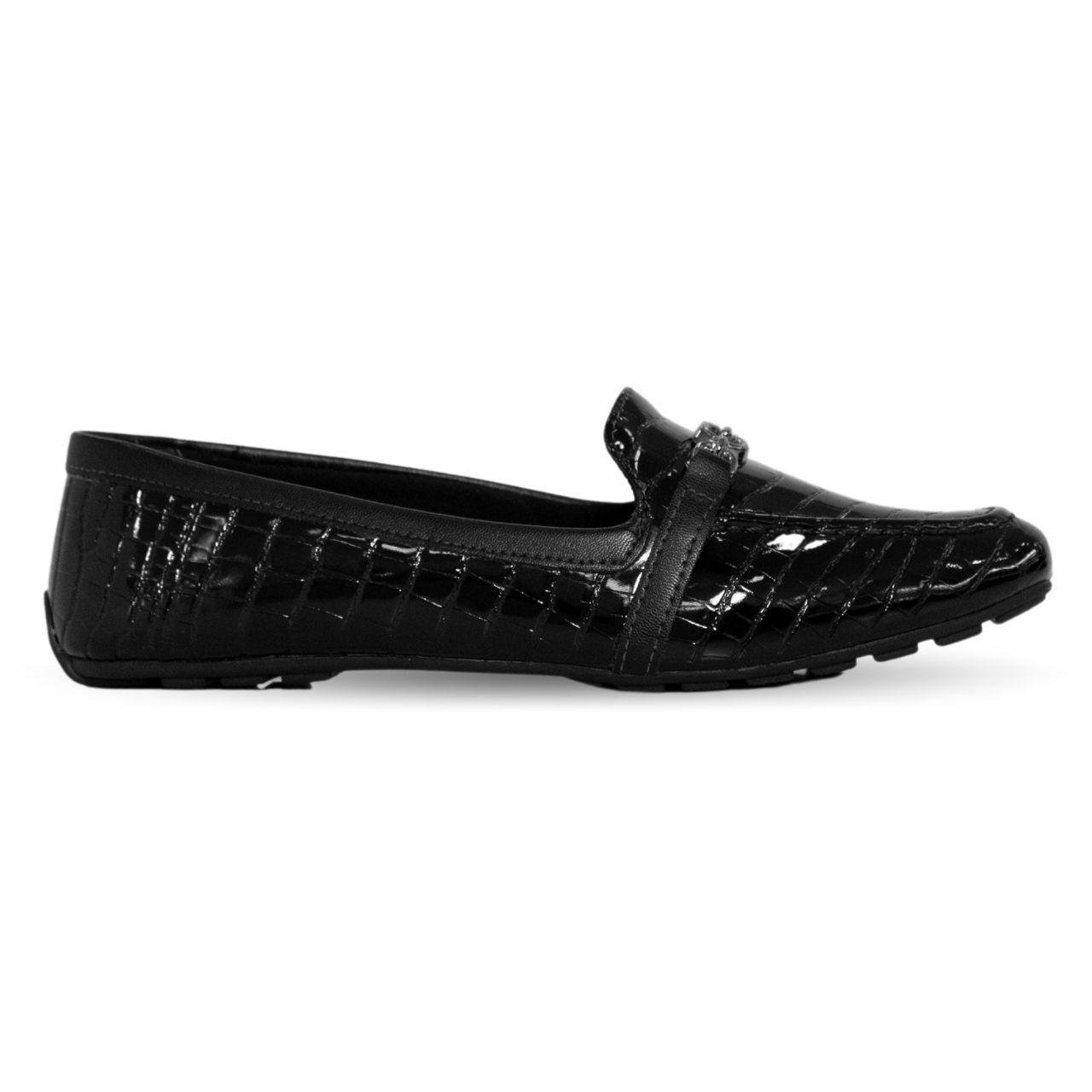 Mocassim Corrente Mabel Croco Preto