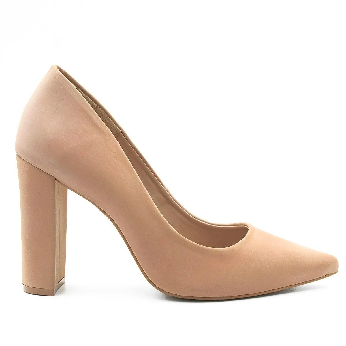 Scarpin Salto Grosso Jaine Nude Nobuck Bege 4