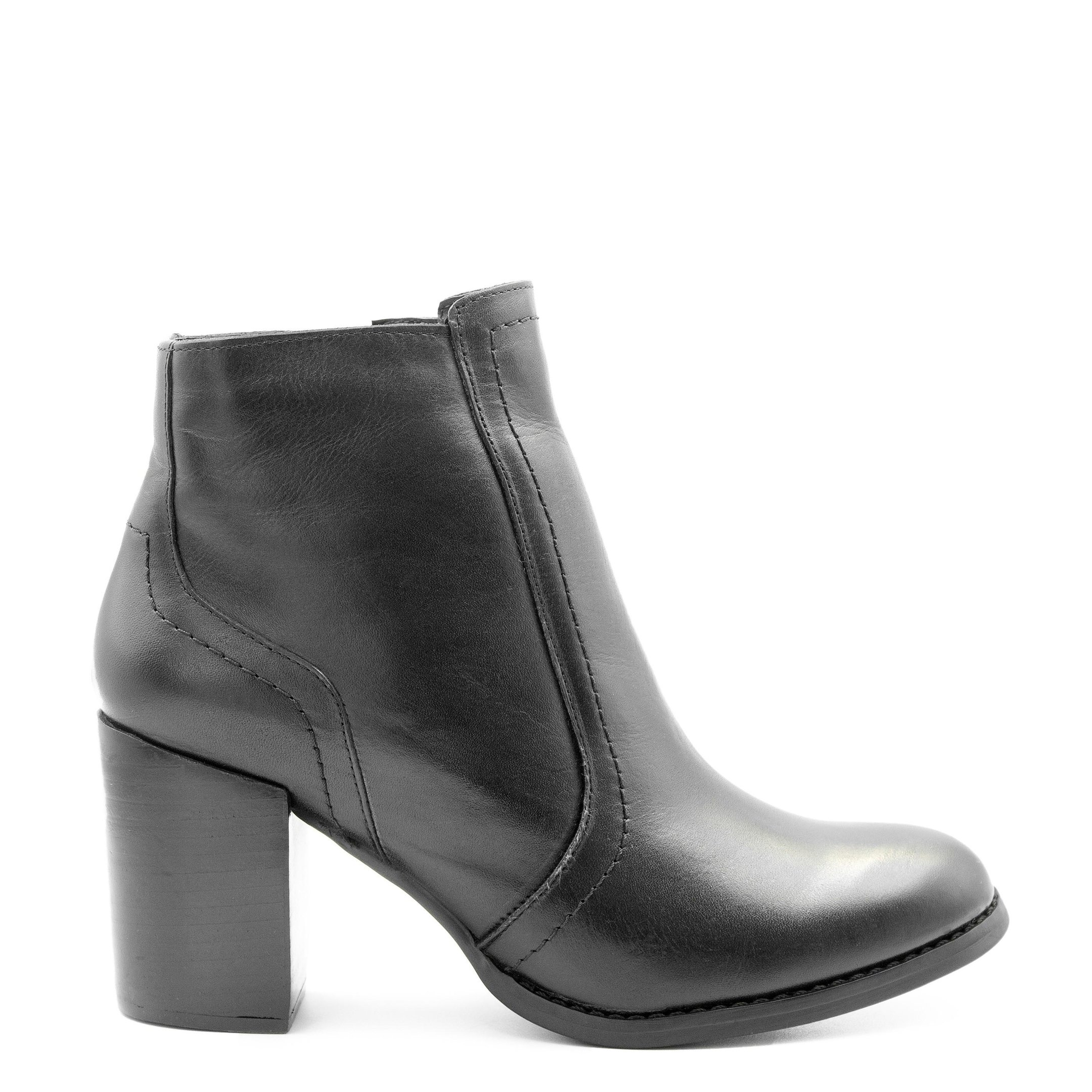 Bota Salto Bloco Couro Lourença Preta Preto 2