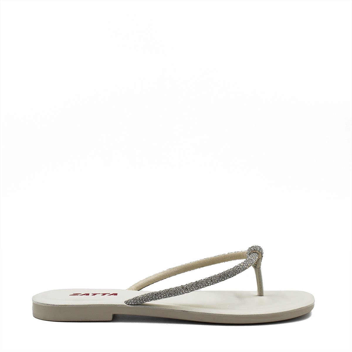 Rasteira Nó Brilho Thayna Off White Branco 4