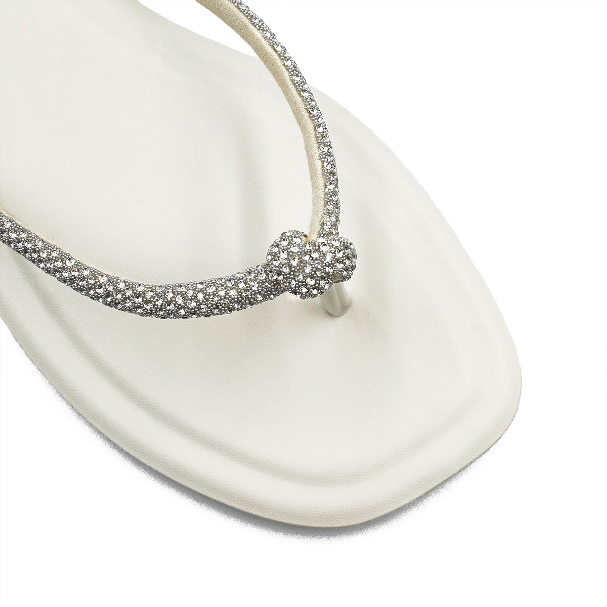 Rasteira Nó Brilho Thayna Off White Branco 5