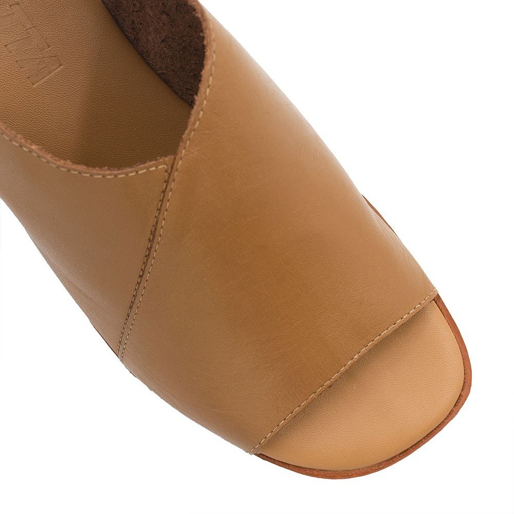 Sandália Salto Bloco Elástico Francine Caramelo Marrom 4