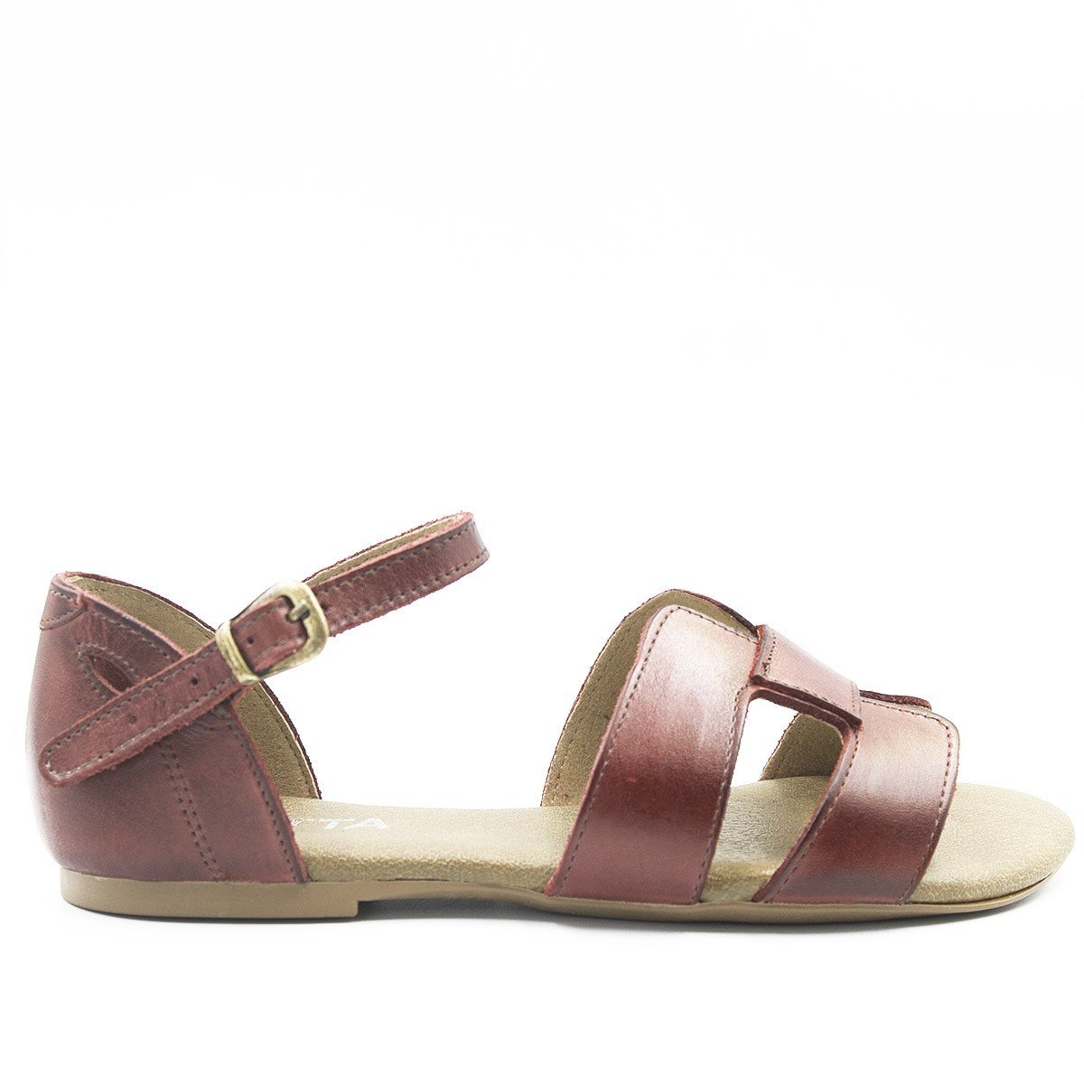 Sandália Rasteira Couro H Fechada Melina Vermelho Vermelho 2