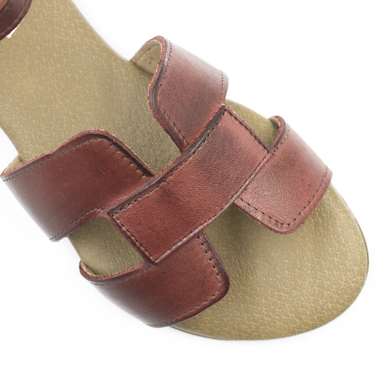 Sandália Rasteira Couro H Fechada Melina Vermelho Vermelho 6