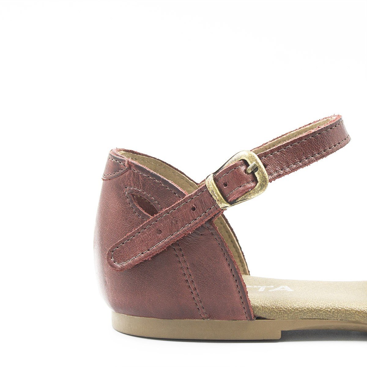 Sandália Rasteira Couro H Fechada Melina Vermelho Vermelho 7