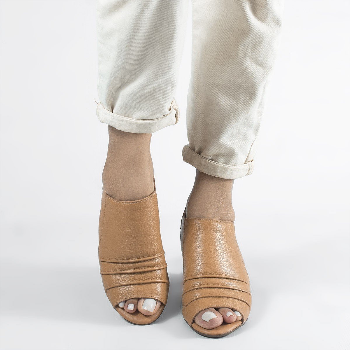 PeepBoot Salto Bloco Couro Pietra Preta Preto 3