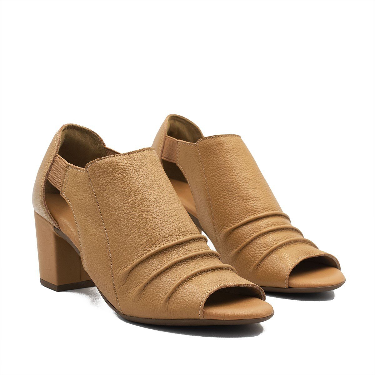 PeepBoot Salto Bloco Couro Pietra Preta Preto 4