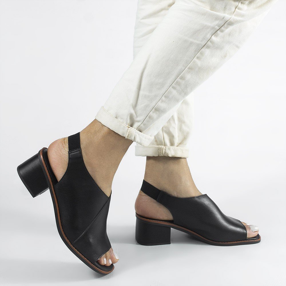 Sandália Salto Bloco Elástico Francine Preto