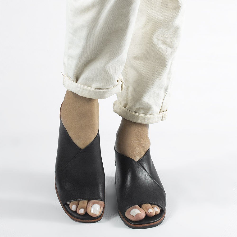 Sandália Salto Bloco Elástico Francine Preto Preto 2