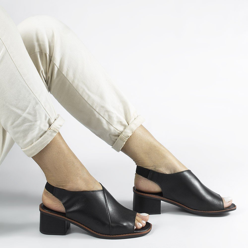 Sandália Salto Bloco Elástico Francine Preto Preto 5