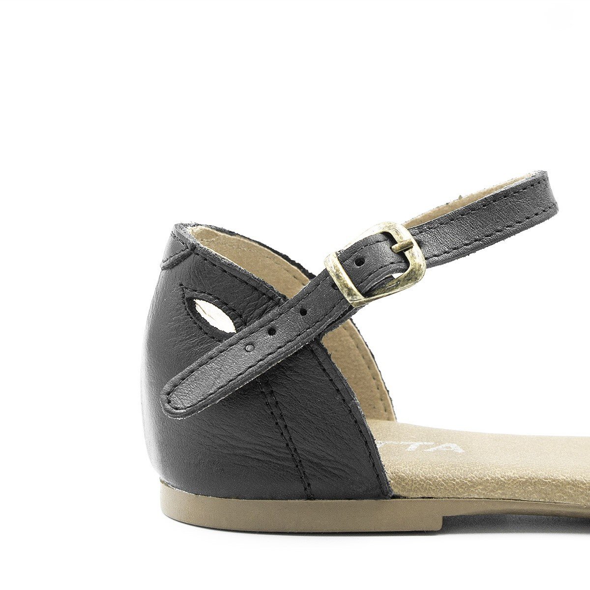 Sandália Rasteira Couro H Fechada Melina Preta Preto 7