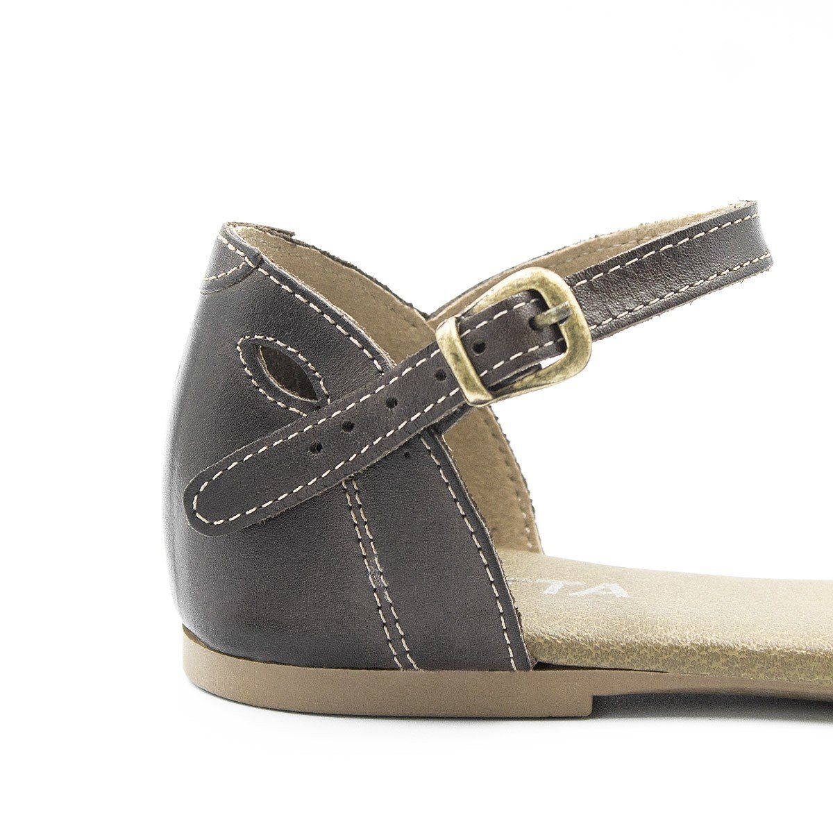 Sandália Rasteira Couro Viviane Preta Preto 6