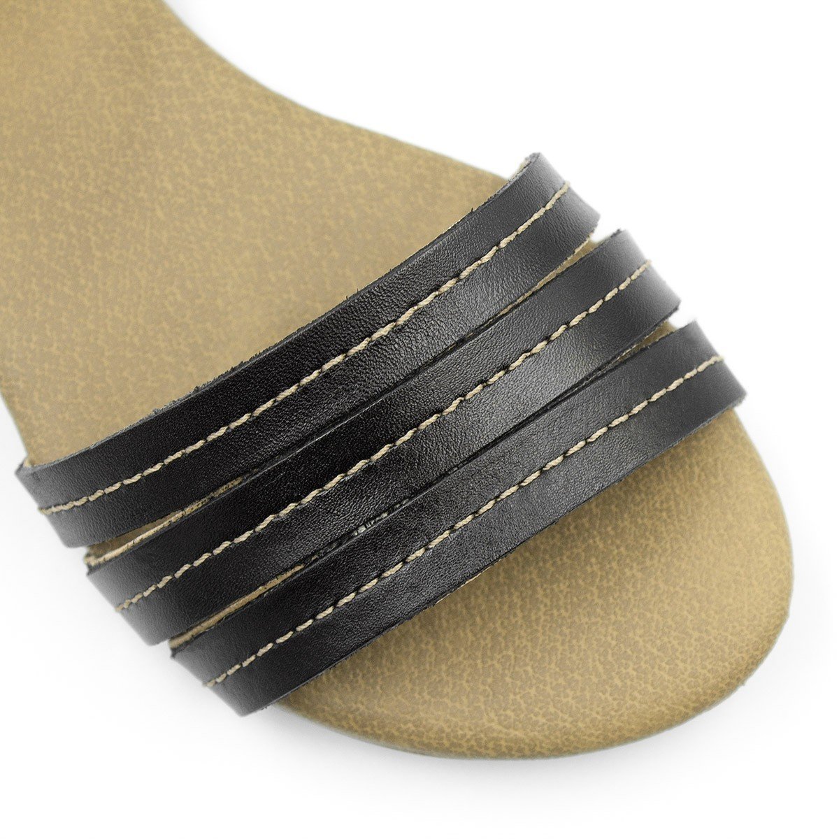 Sandália Rasteira Couro Viviane Preta Preto 7