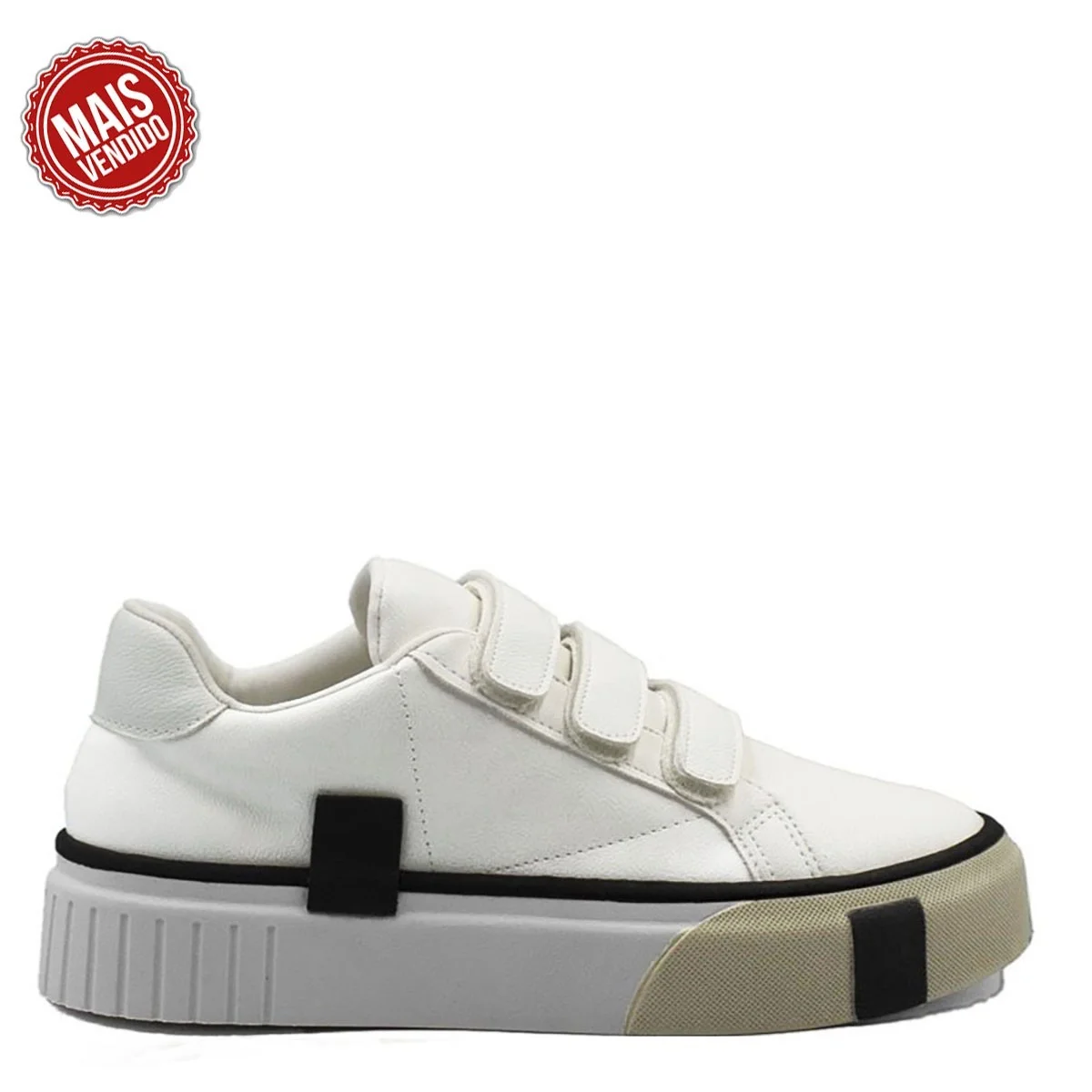 Tênis Feminino Flatform Sola Alta Mary Branco Branco 2