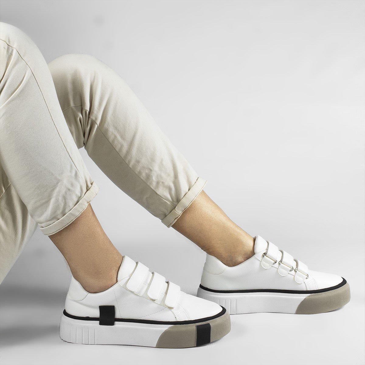 Tênis  Feminino Flatform Sola Alta Mary  Branco Branco 4