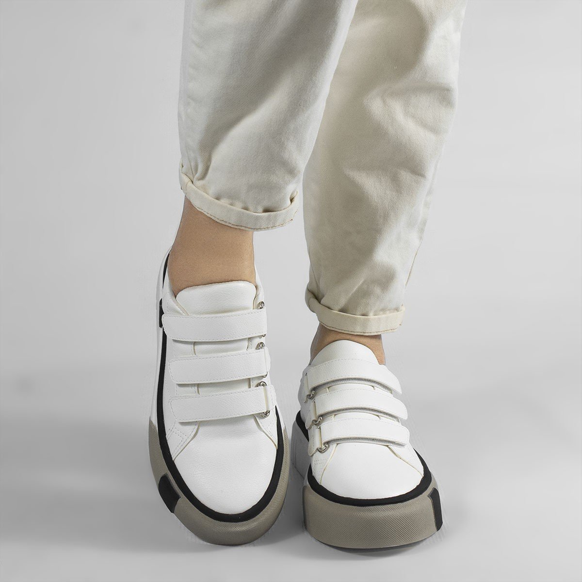 Tênis  Feminino Flatform Sola Alta Mary  Branco Branco 6