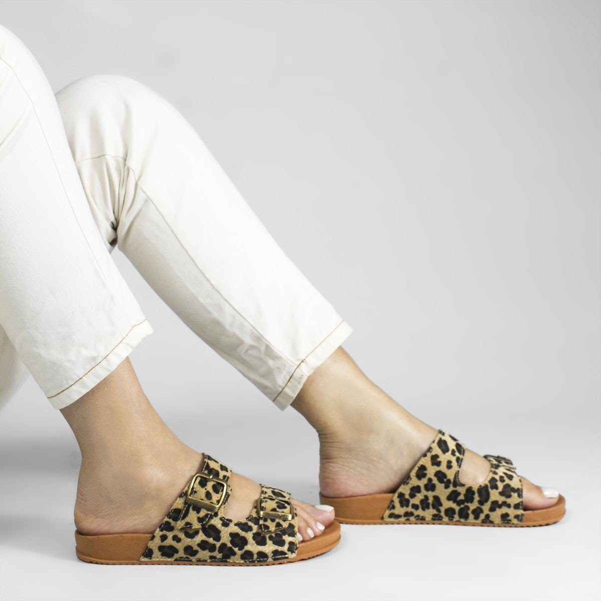 Papete Fivela Bianca Animal Print Bege 1