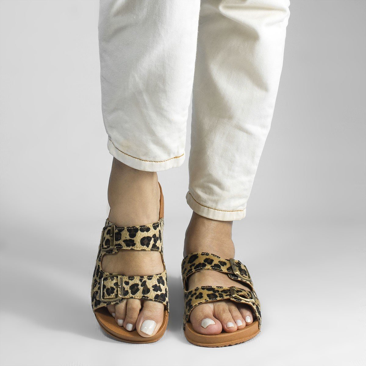 Papete Fivela Bianca Animal Print Bege 3