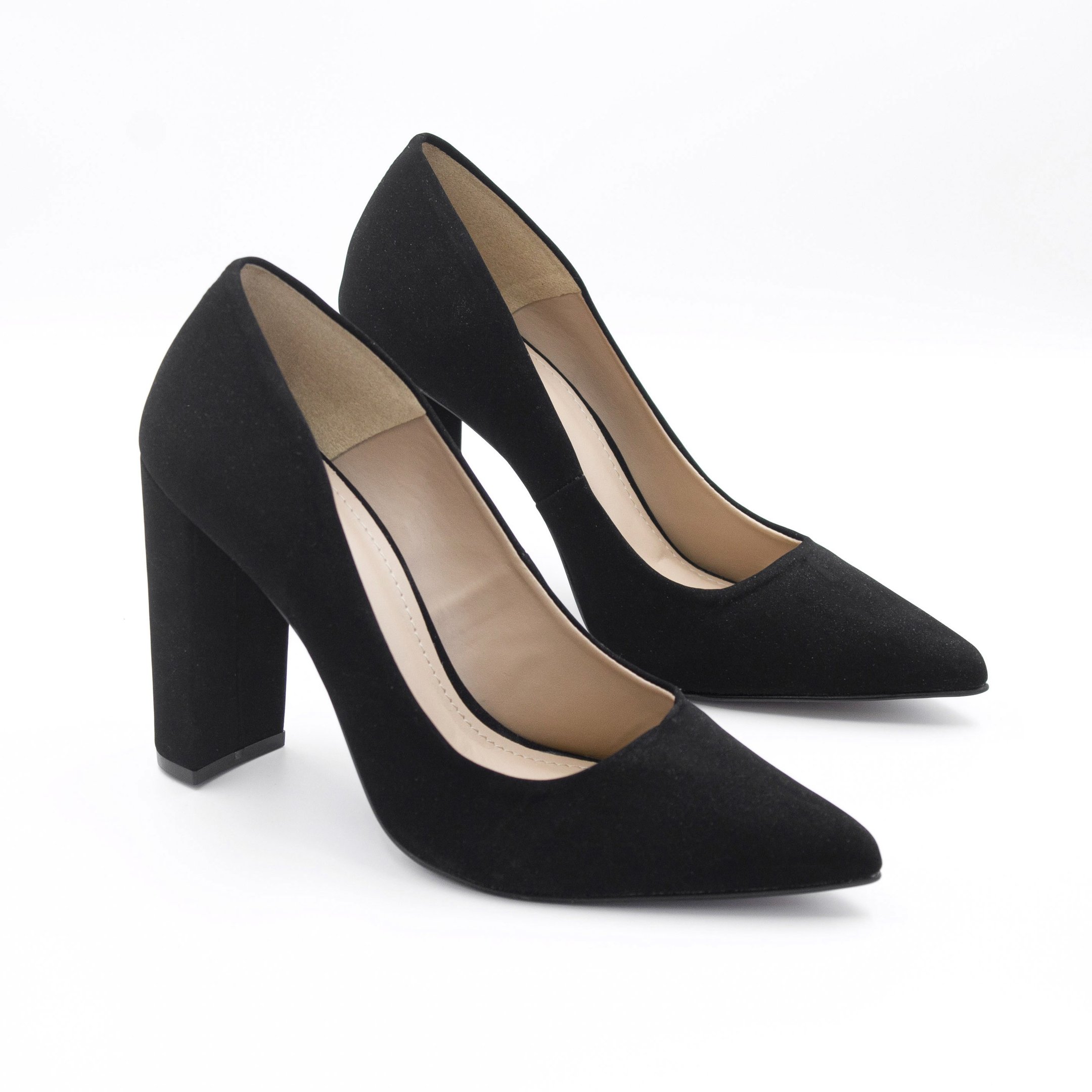 Scarpin Salto Grosso Jaine Preto Nobuck Preto 3