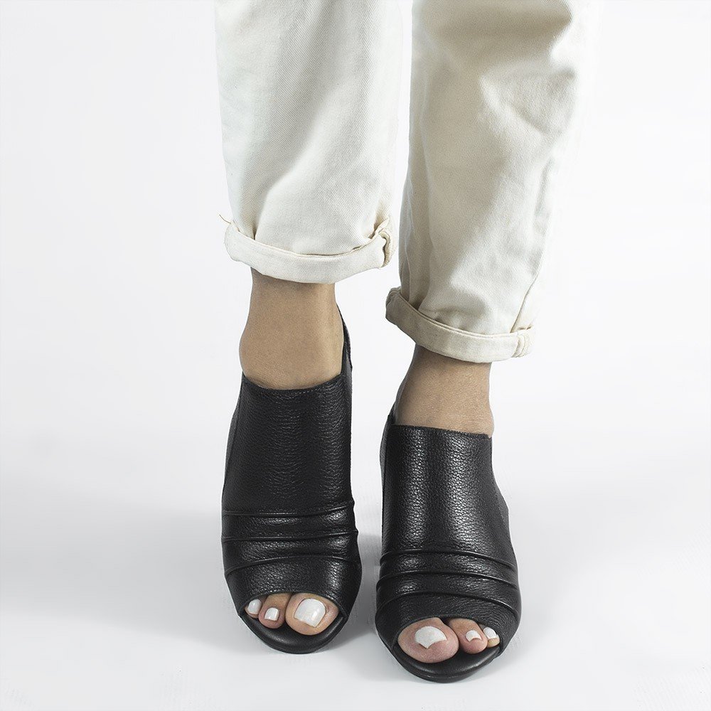 PeepBoot Zatta Salto Bloco Couro Pietra Preto 4