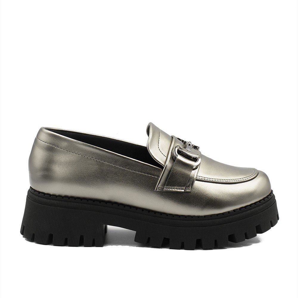 Mocassim Tratorado Sola Alta Amelia Chumbo Prata 3