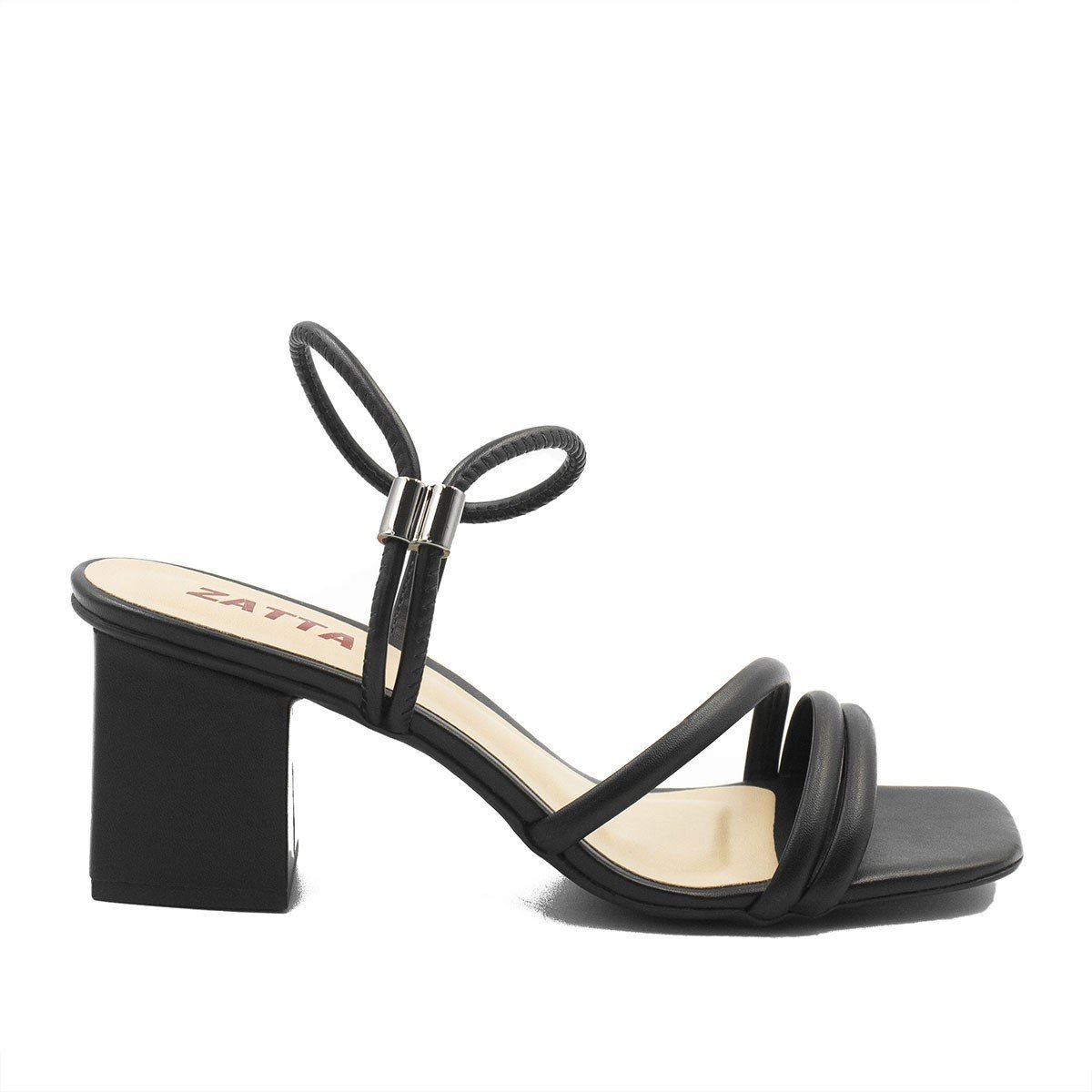 Sandália Salto Sextavado Bloco Margarida Preta Preto 2