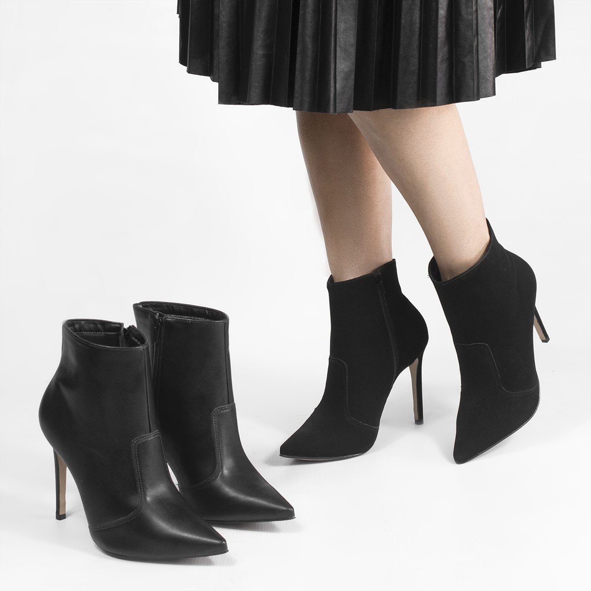 Bota Zatta Salto Alto Bico Fino Natália Preto Preto 5