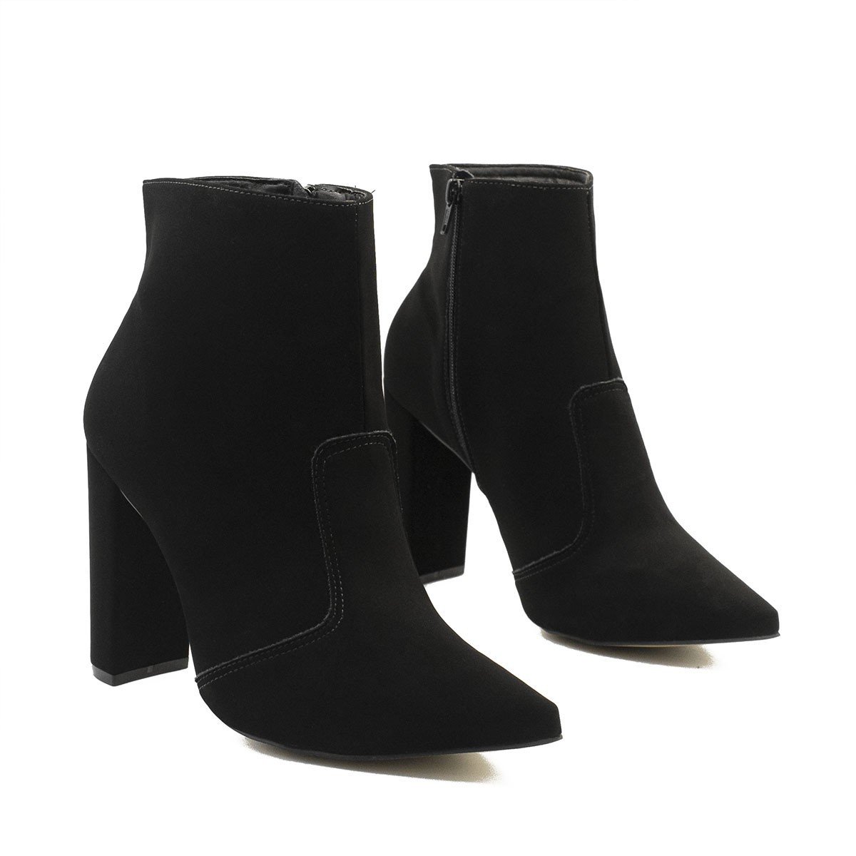 Bota Salto Bloco Alto Natasha Nobuck Preto Preto 3