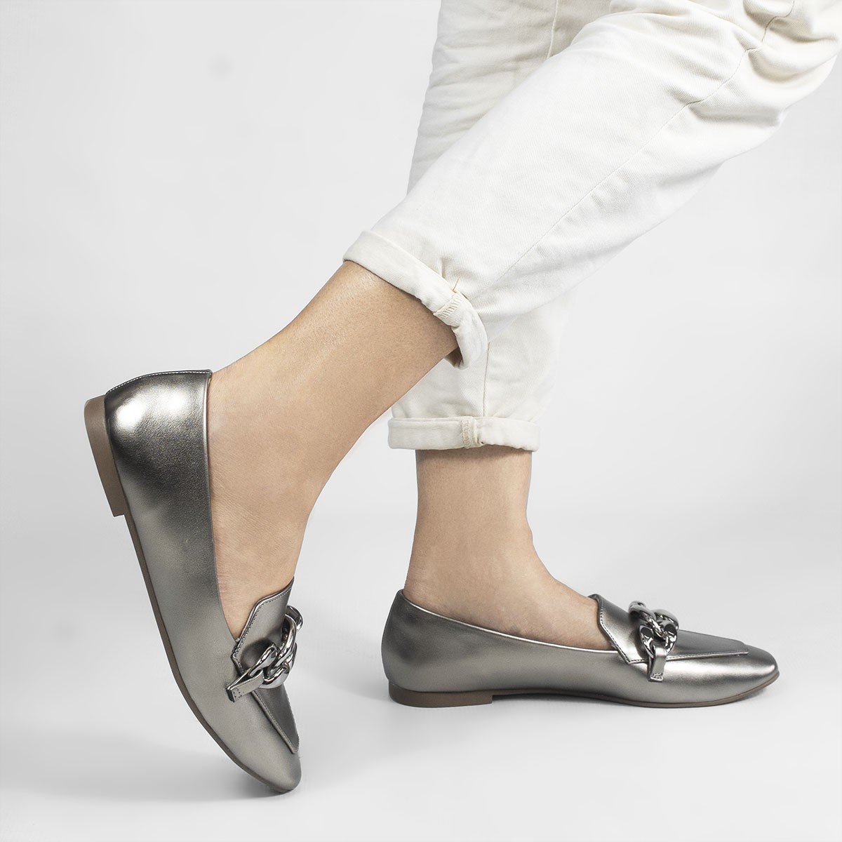 Mocassim Corrente Luciana Prata Velho