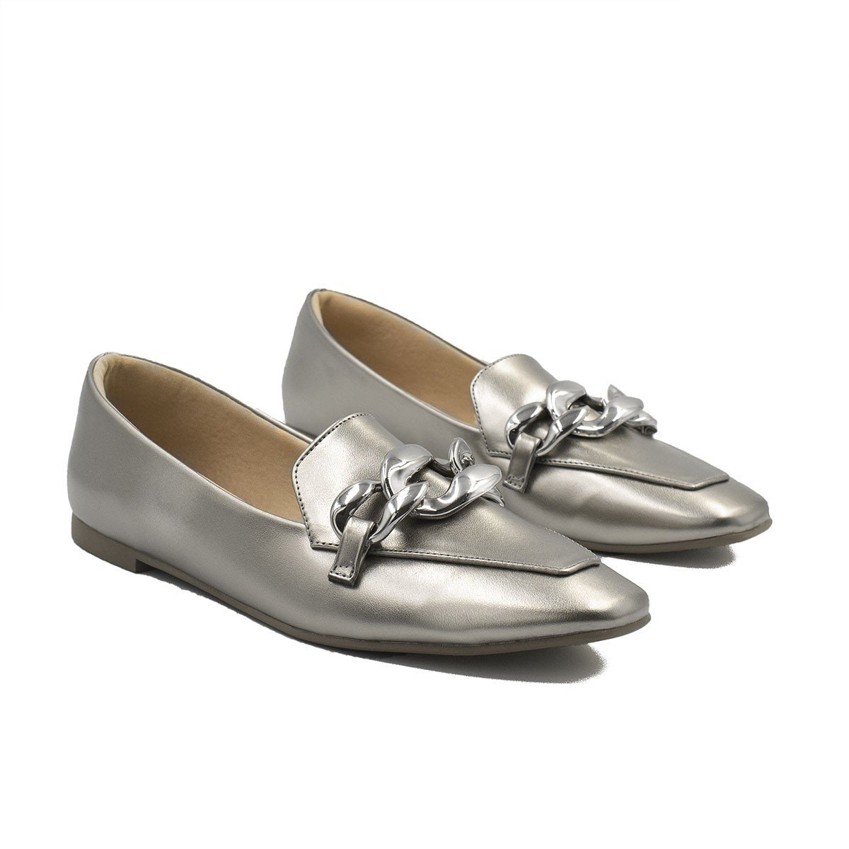 Mocassim Corrente Luciana Prata Velho Cinza 6