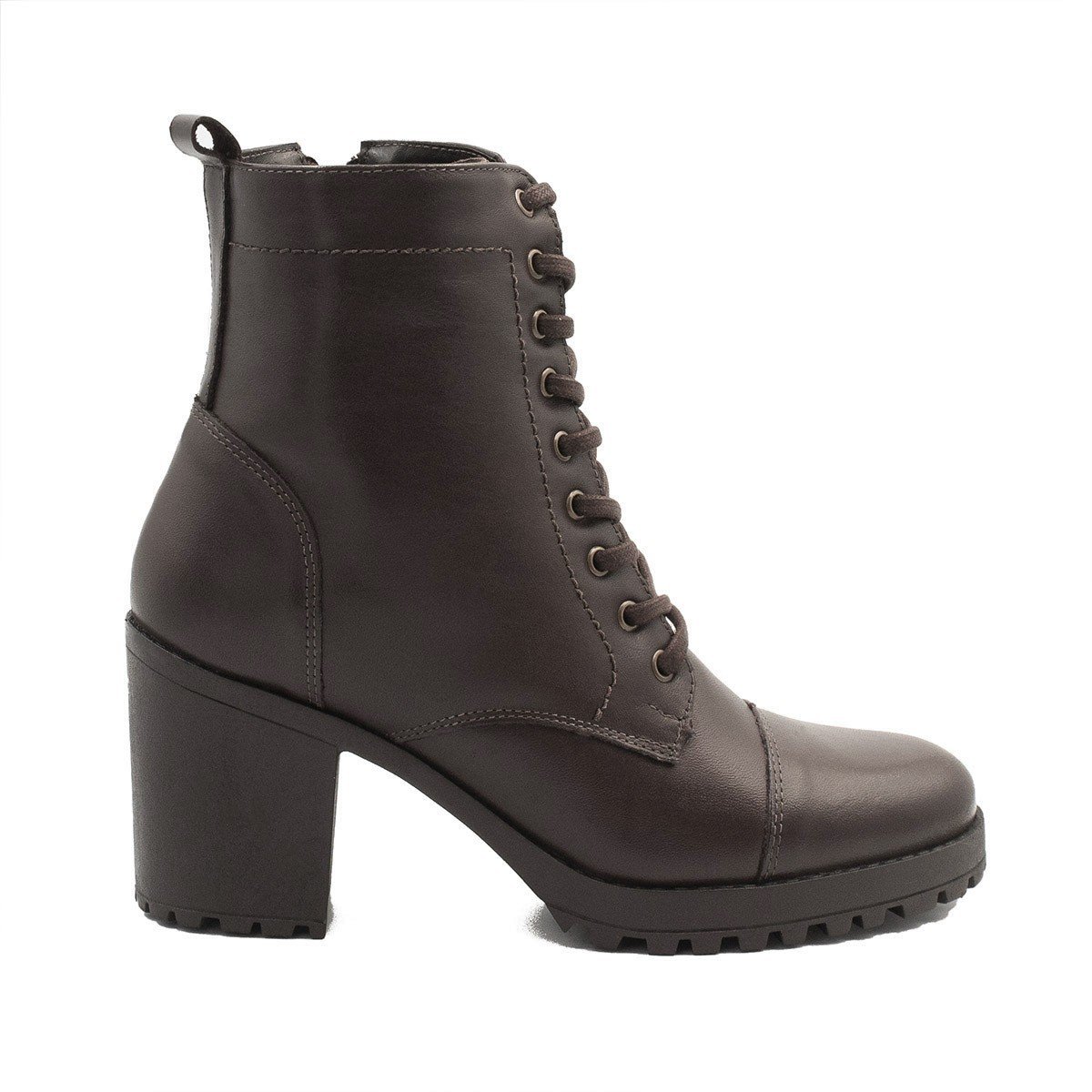 Bota Zatta Coturno Salto Bloco Couro Duda Marrom