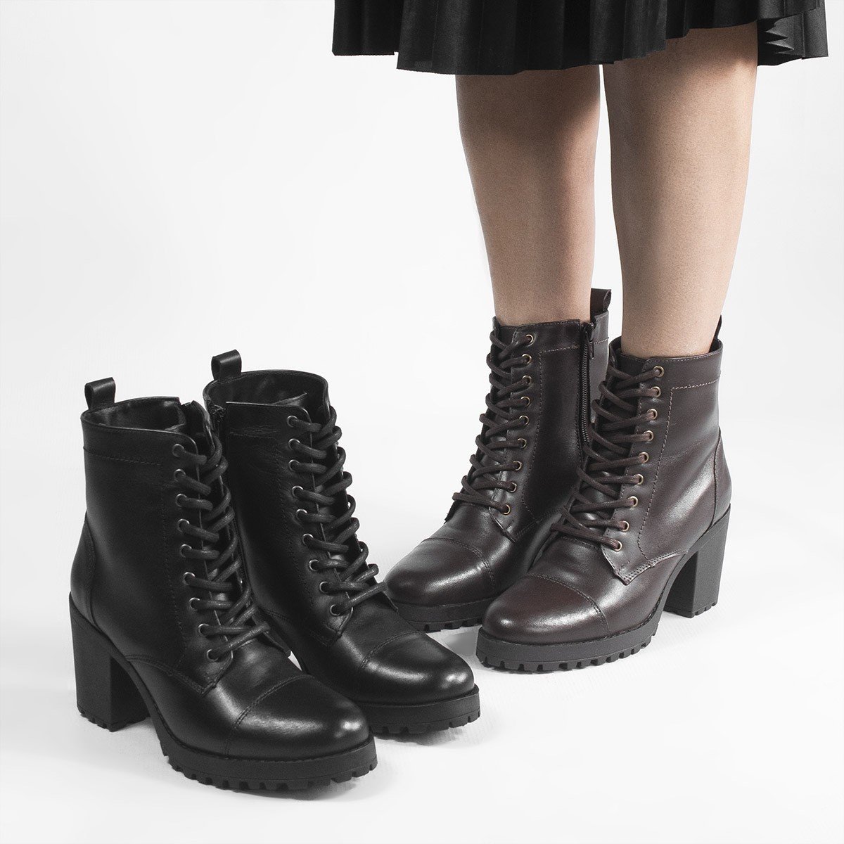 Bota Zatta Coturno Salto Bloco Couro Duda Marrom Marrom 6