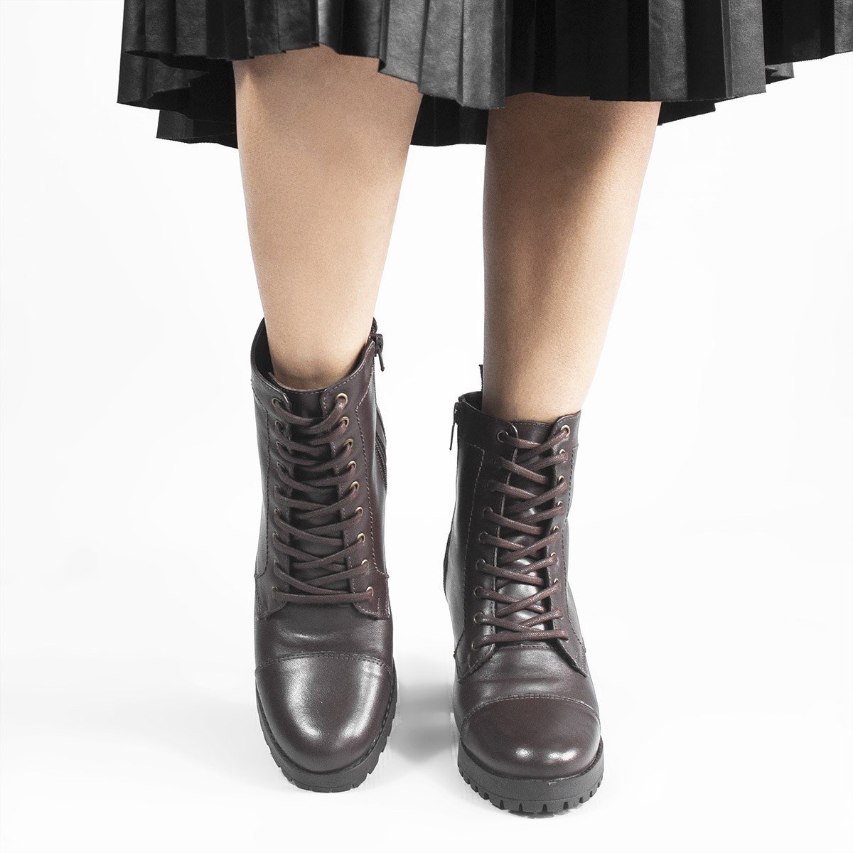 Bota Zatta Coturno Salto Bloco Couro Duda Marrom Marrom 4