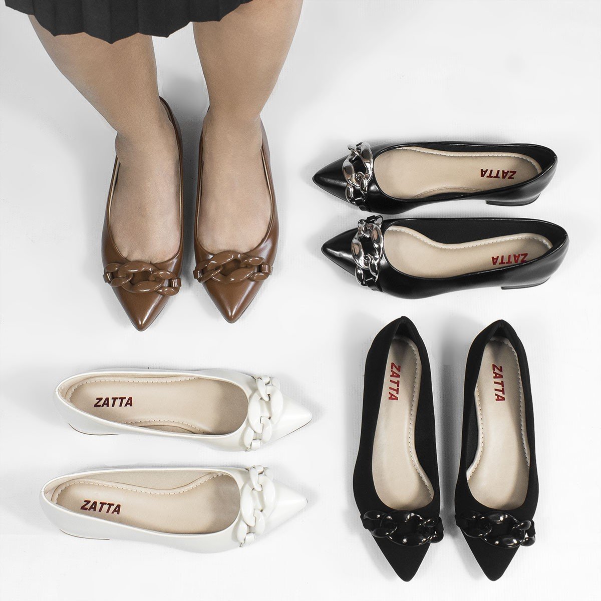 Sapatilha Zatta Corrente Ticiane Nobuck Preta Preto 6