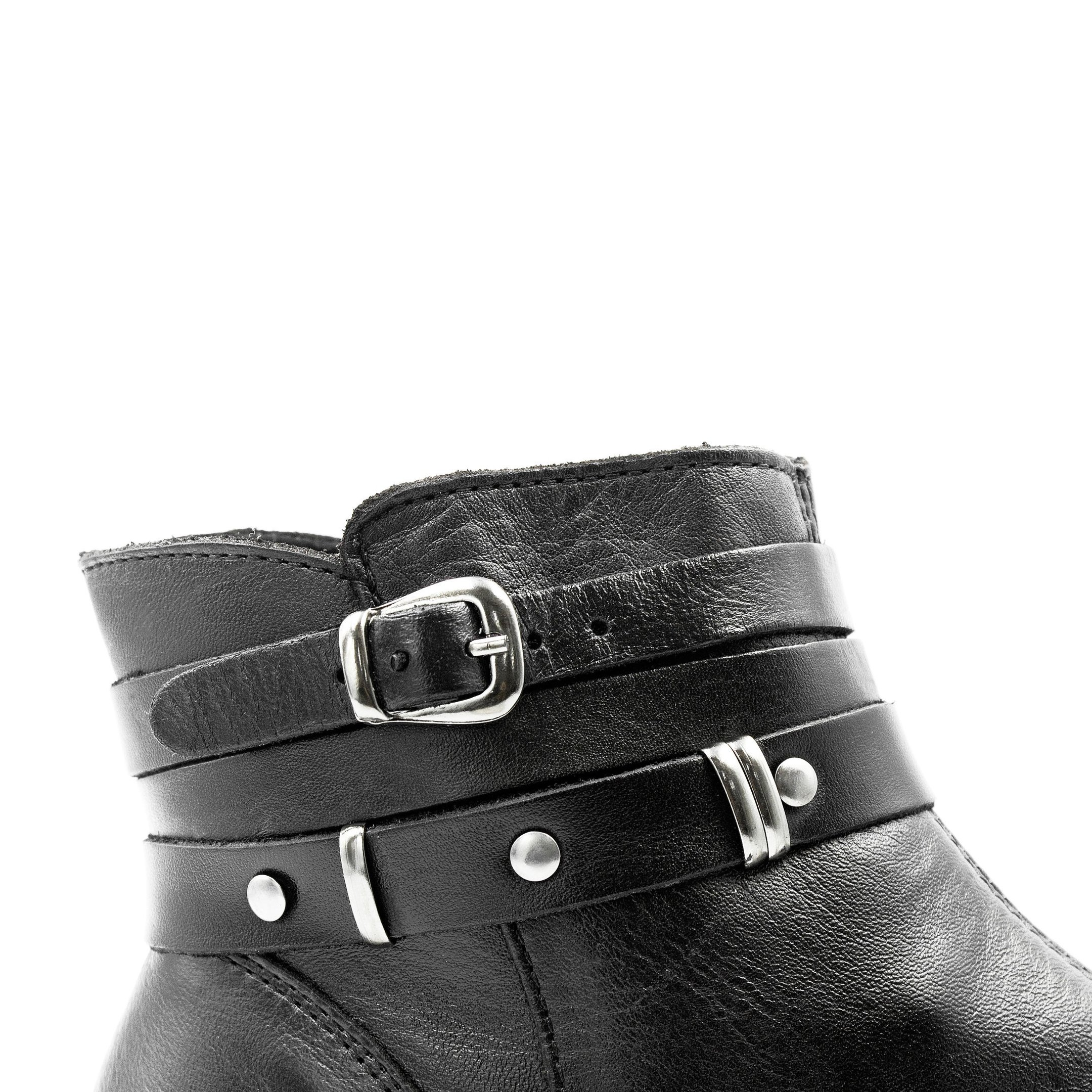 Bota Couro Flat Fivela Rafa Preto Preto 4