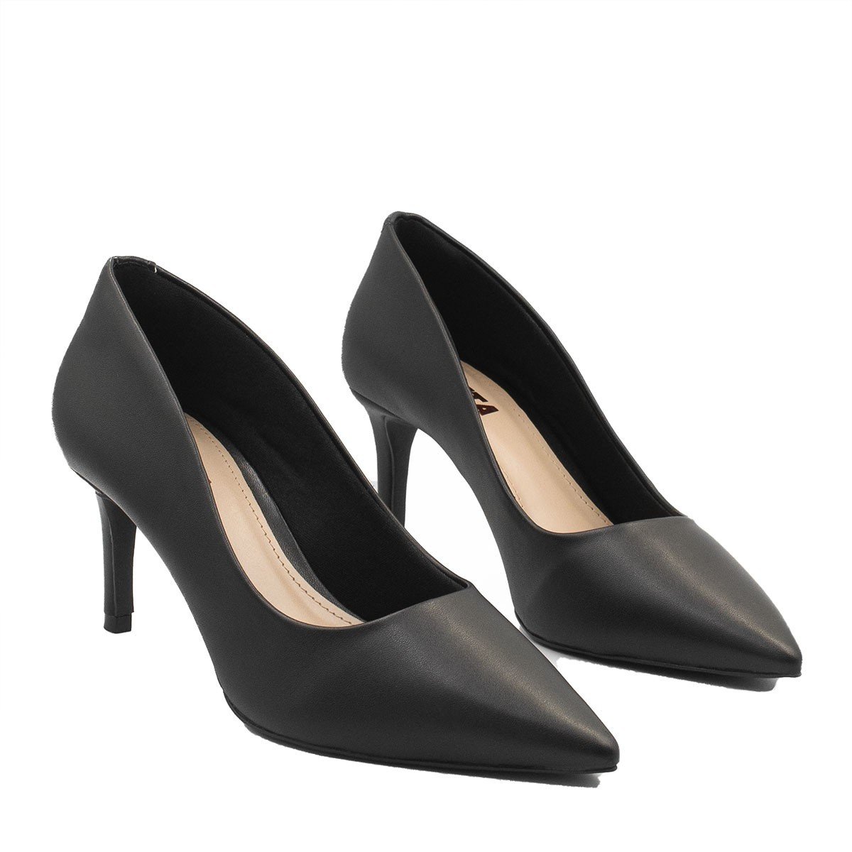 Scarpin Bico Fino Salto Médio Lolita Preto Preto 2