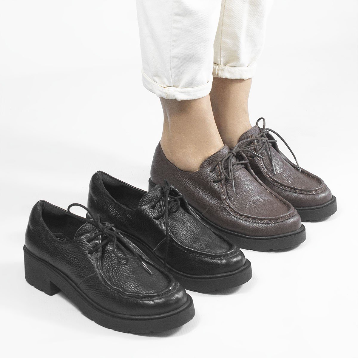 Sapato Oxford em Couro Kelly Marrom