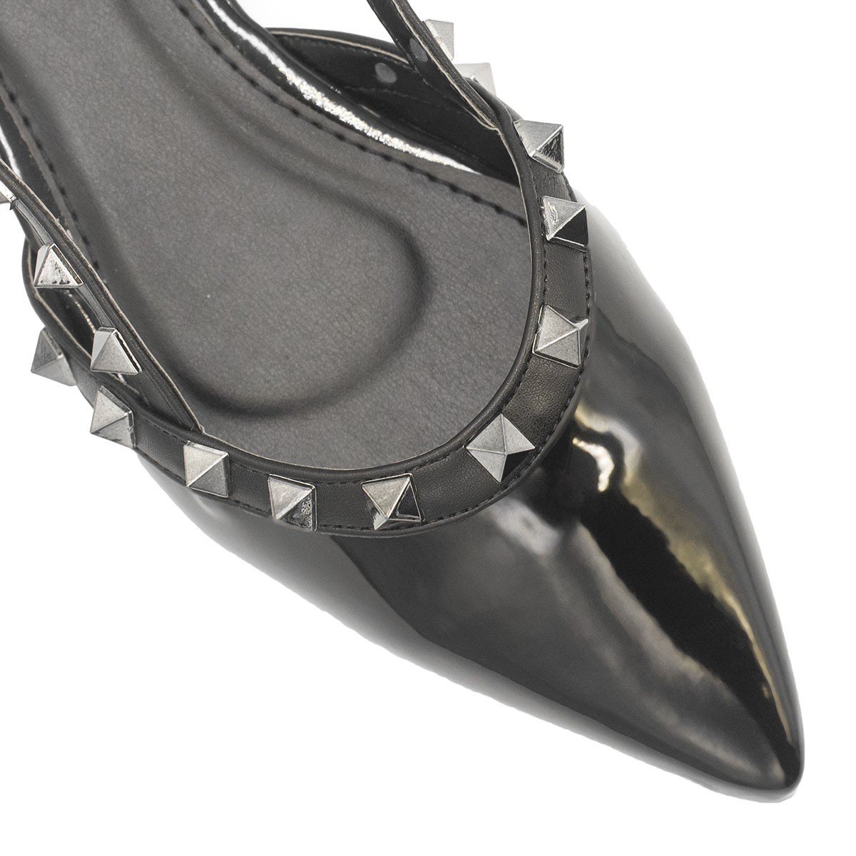 Sapatilha Zatta Slingback Spikes Mirela Verniz Preta Preto 5