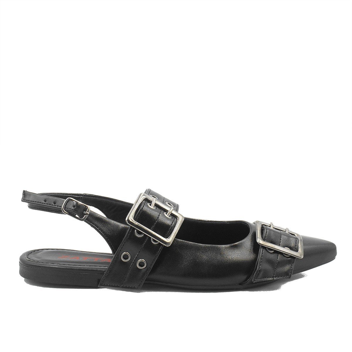 Sapatilha Slingback Fivelas Maitê Preto Preto 2