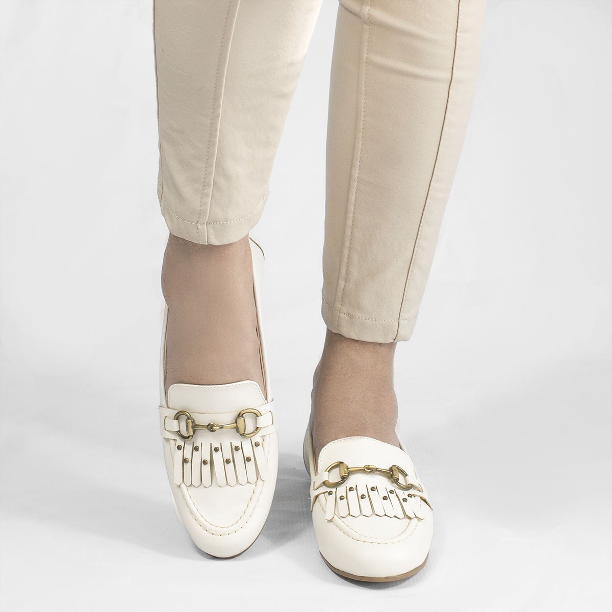 Mocassim Zatta Detalhe de Franja Nair Off White Branco 3